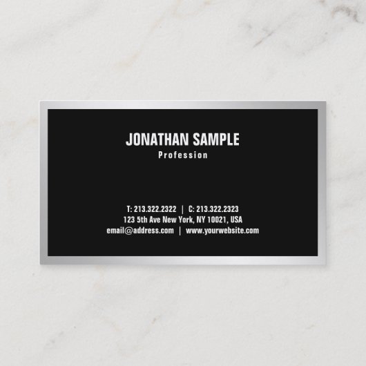 Moderne minimalistische Sjabloon Silver Elegant Tr Visitekaartje (Achterkant)