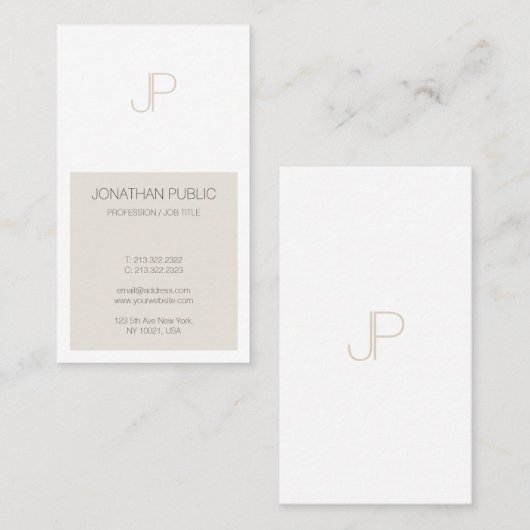 Moderne minimalistische Sjabloon van het Monogram Visitekaartje (Voorkant / Achterkant)