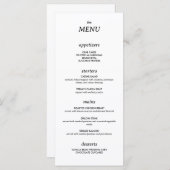 Moderne minimalistische slanke eenvoudige bruiloft menu (Voorkant / Achterkant)