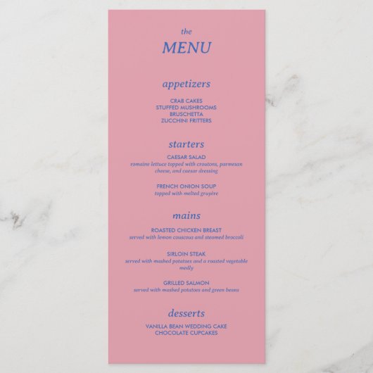 Moderne minimalistische slanke eenvoudige bruiloft menu (Voorkant)