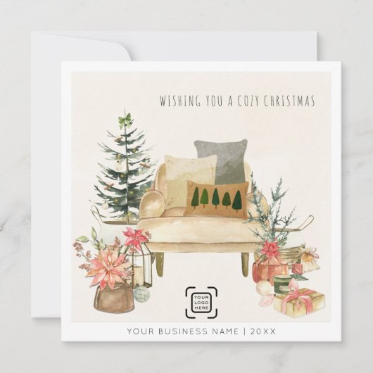 Moderne minimalistische Small Business Logo Feestdagenkaart (Voorkant)