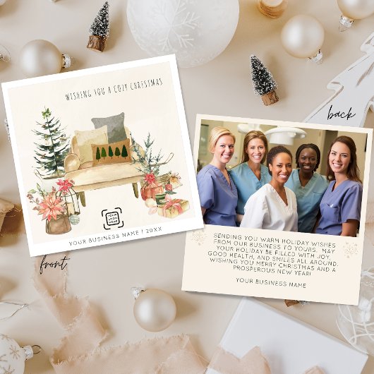 Moderne minimalistische Small Business Logo Feestdagenkaart