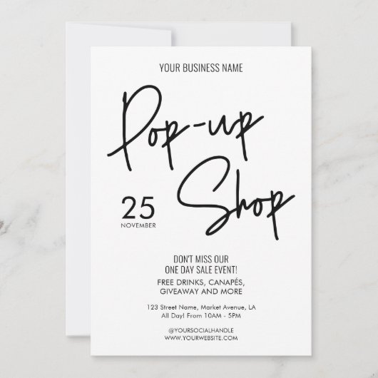 Moderne minimalistische Small Business Pop-up Shop Kaart (Voorkant)