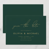 Moderne minimalistische smaragd bruiloft Save the  Date (Voorkant / Achterkant)