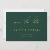 Moderne minimalistische smaragd bruiloft Save the Save The Date (Voorkant)