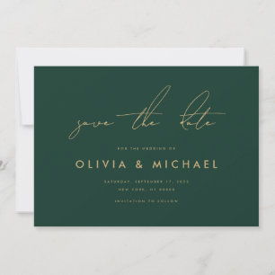 Moderne minimalistische smaragd bruiloft Save the  Save The Date