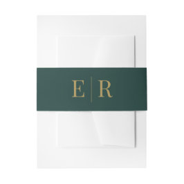 Moderne Minimalistische Smaragdgroene en Gouden Mo Uitnodigingen Wikkel