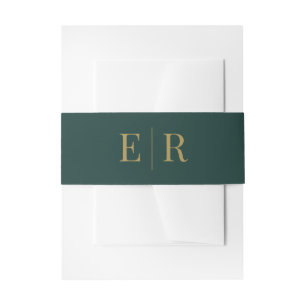 Moderne Minimalistische Smaragdgroene en Gouden Mo Uitnodigingen Wikkel