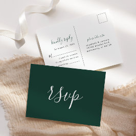 Moderne Minimalistische Smaragdgroene Trouw-RSvp Briefkaart