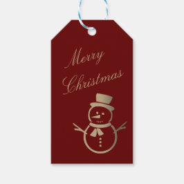 Moderne minimalistische sneeuwman Prettig kerstfee Cadeaulabel