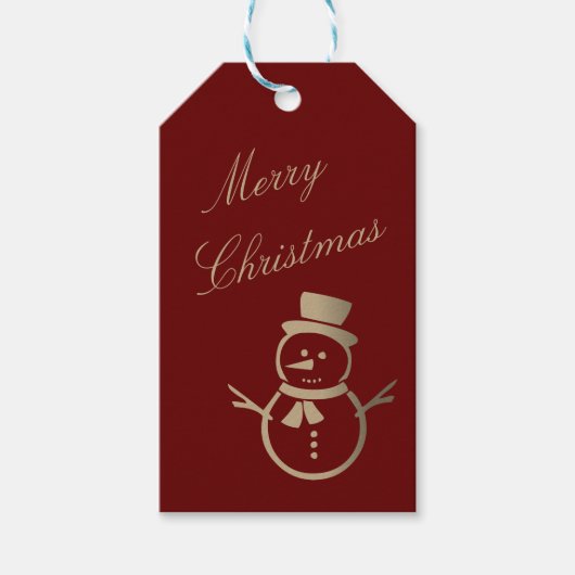 Moderne minimalistische sneeuwman Prettig kerstfee Cadeaulabel (Voorkant)