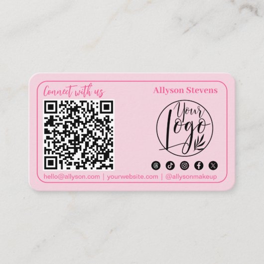 Moderne minimalistische sociale media QR-code Foto Visitekaartje (Voorkant)