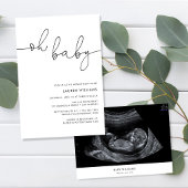 Moderne Minimalistische Sonogram Foto Baby Shower  Kaart