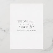 Moderne Minimalistische Spara de datum Verticale f Folie Uitnodiging (Achterkant)