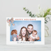 Moderne minimalistische speelboog foto kerst feestdagenkaart (Staand voorkant)