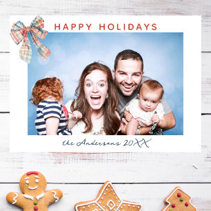 Moderne minimalistische speelboog foto kerst feestdagenkaart