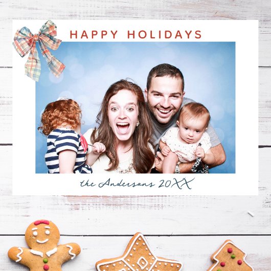 Moderne minimalistische speelboog foto kerst feestdagenkaart