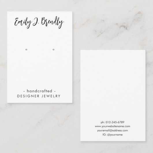 Moderne minimalistische stijlvolle sieraden oorbel visitekaartje (Voorkant / Achterkant)