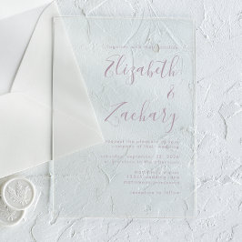 Moderne Minimalistische Stof Lavendel Script Bruil Acryl Uitnodigingen
