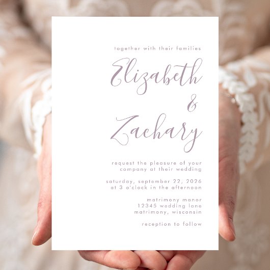 Moderne Minimalistische Stof Lavendel Script Bruil Kaart