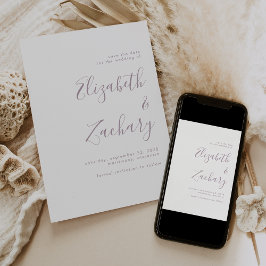 Moderne Minimalistische Stof Lilac Script Save the Aankondiging