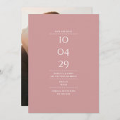 Moderne Minimalistische Stof Roze Trouwfoto Save The Date (Voorkant / Achterkant)