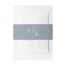 Moderne Minimalistische Stofblauwe Bloemige Monogr