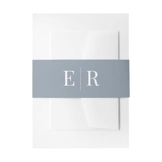 Moderne Minimalistische Stofblauwe Monogram Uitnodigingen Wikkel (Voorkant Voorbeeld)