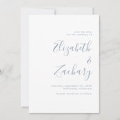 Moderne Minimalistische Stofblauwe Script Bewaar d Aankondiging (Voorkant)