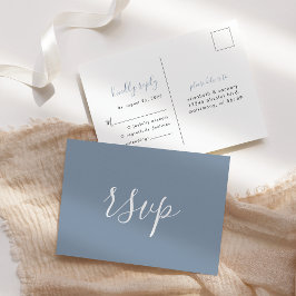 Moderne Minimalistische Stofblauwe Trouw-RSVP Briefkaart