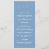 Moderne Minimalistische Stofblauwe Trouwdiner Menu (Voorkant)