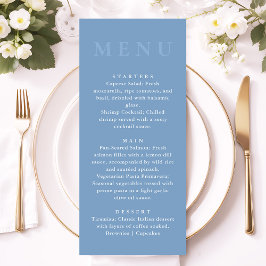 Moderne Minimalistische Stofblauwe Trouwdiner Menu