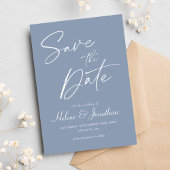 Moderne minimalistische stoffige blauwe elegante b save the date