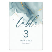 Moderne minimalistische stoffige blauwe gouden str kaart (Achterkant)