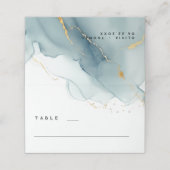 Moderne minimalistische stoffige blauwe gouden str plaatskaartje (Buitenkant ongevouwen)