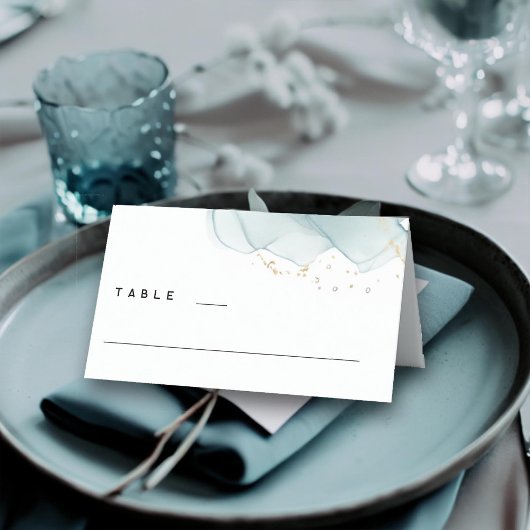 Moderne minimalistische stoffige blauwe gouden str plaatskaartje