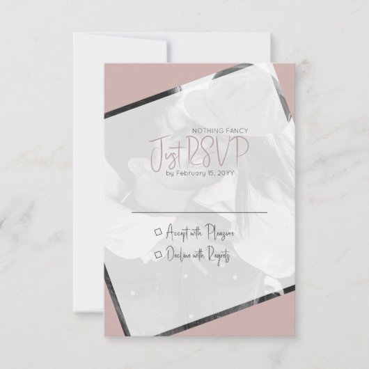 Moderne minimalistische stoffige Roos Casual trouw RSVP Kaartje (Voorkant)