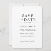 Moderne minimalistische strand foto bruiloft save the date (Achterkant)