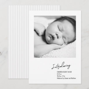 Moderne Minimalistische Streep Baby Foto Geboorte  Aankondiging