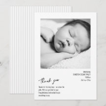 Moderne Minimalistische Streep Baby Foto Geboorte 