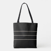 Moderne, minimalistische strepe Monogrammed Black Tote Bag (Achterkant)