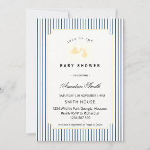 Moderne & Minimalistische Strepen Ooievaar Baby Sh Kaart