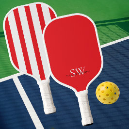 Moderne Minimalistische Strepen Rood Wit Aangepast Pickleball Paddle