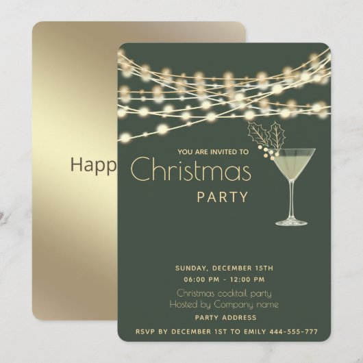 Moderne minimalistische strijklampen cocktailparty kaart (Voorkant / Achterkant)