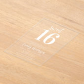 Moderne minimalistische Sweet 16 Acryl Uitnodigingen (Laagn)
