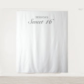 Moderne Minimalistische Sweet 16-foto-achtergrond Wandkleed (Voorkant)