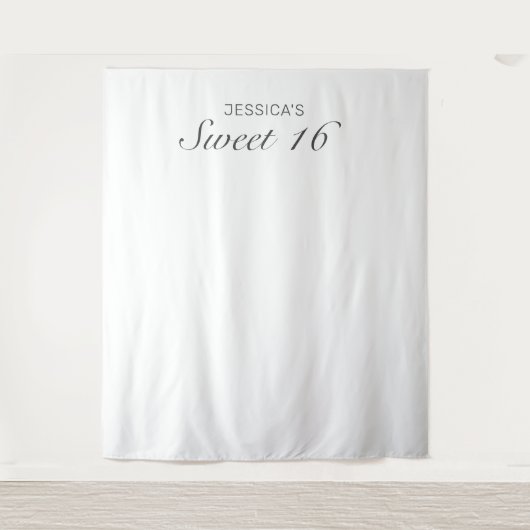 Moderne Minimalistische Sweet 16-foto-achtergrond Wandkleed (Voorkant)