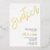 Moderne minimalistische Sweet 16 foto uitnodiging (Voorkant)