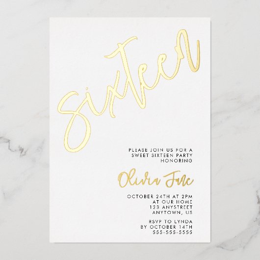 Moderne minimalistische Sweet 16 foto uitnodiging (Voorkant)