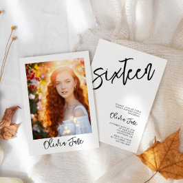 Moderne minimalistische Sweet 16 foto uitnodiging